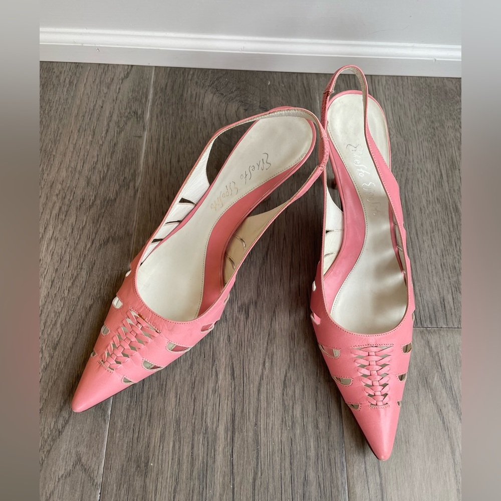 Ernesto Esposito Pink Leather Slingback Heels
